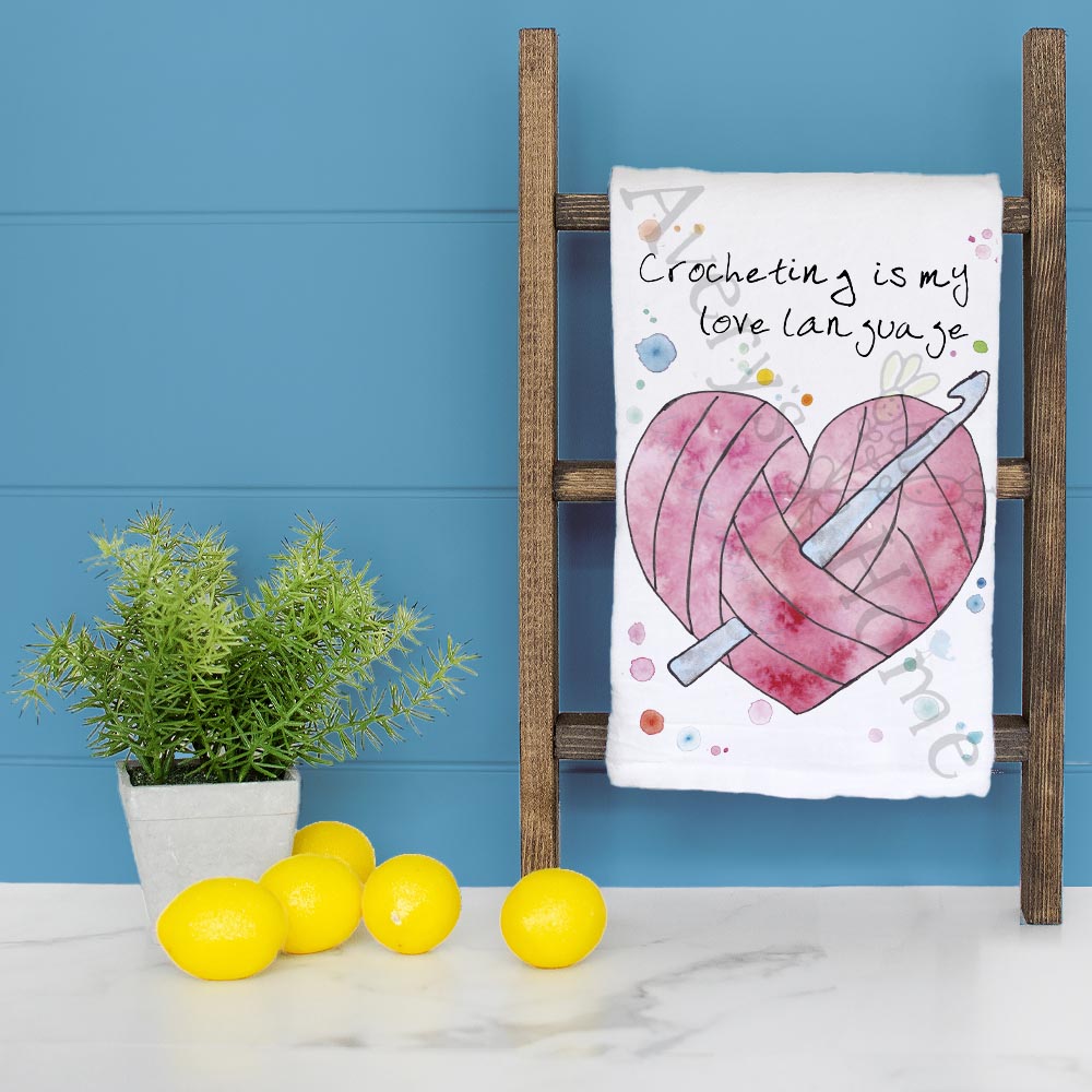 Crochet Love Language Tea Towel – Yarn Craft Decor