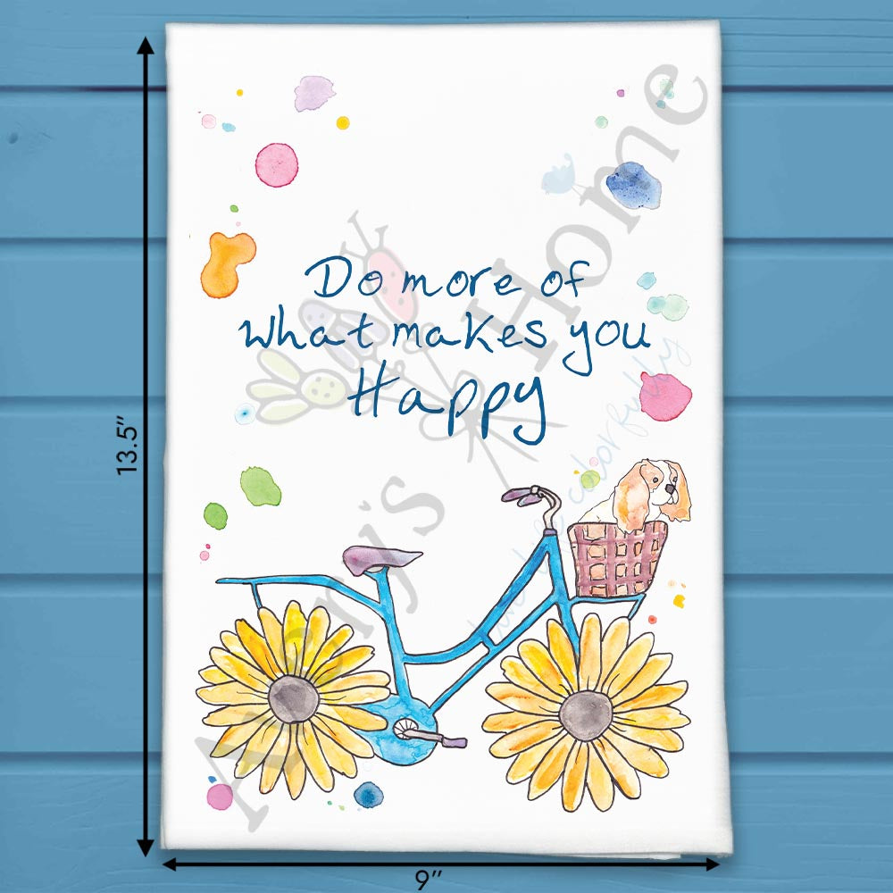 Dog on Bike Tea Towel – Whimsical Garden Ride
