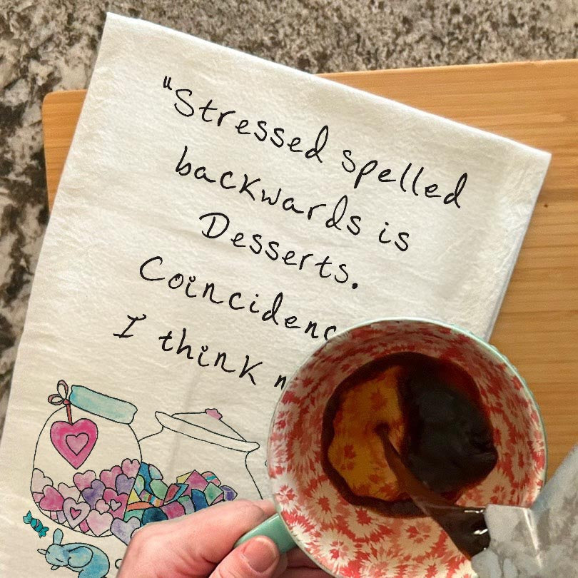 Desserts Spelled Backwards Tea Towel – Sweet Truth Humor