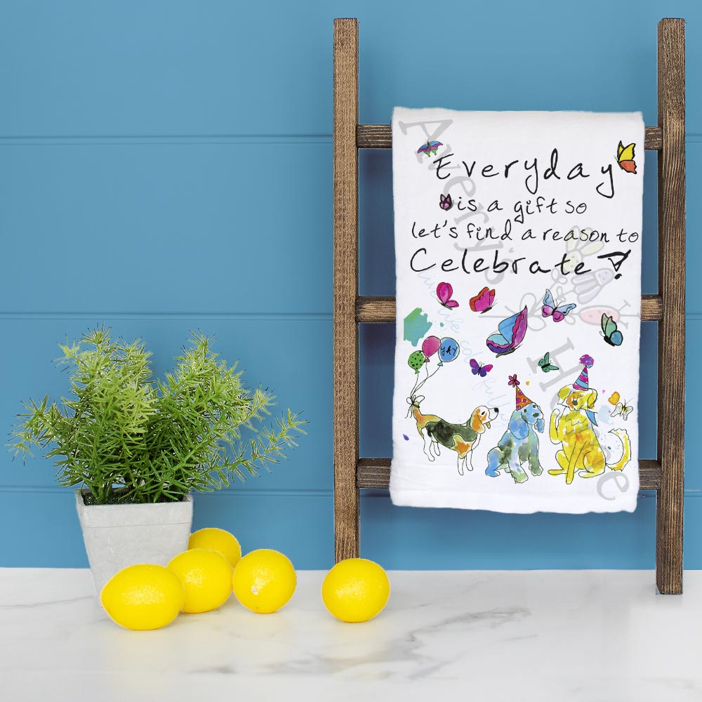 Celebrate With Dogs Tea Towel – Party Pup Decor