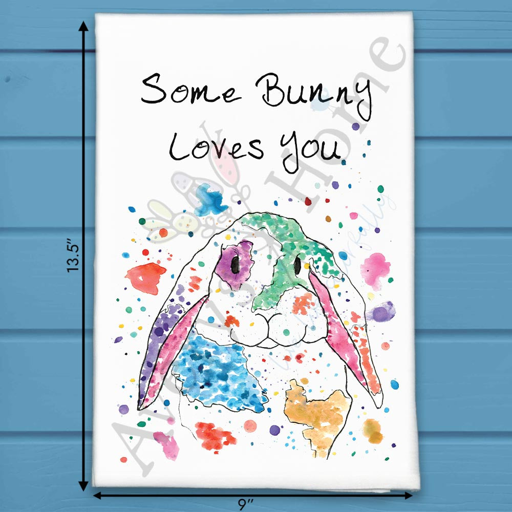 Some Bunny Loves You Tea Towel – Easter Spring Gift