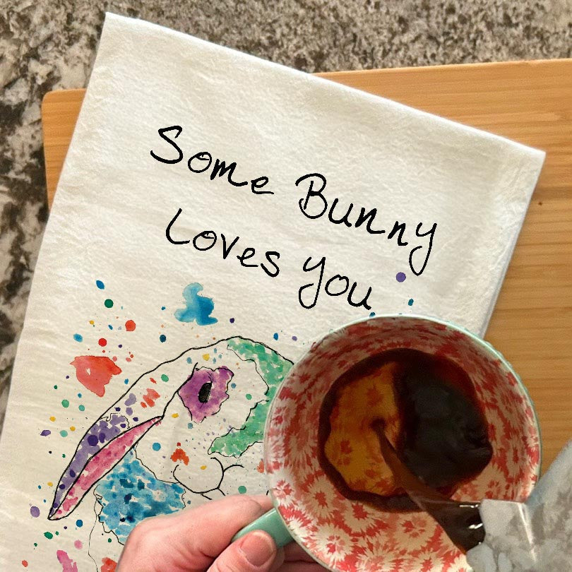 Some Bunny Loves You Tea Towel – Easter Spring Gift