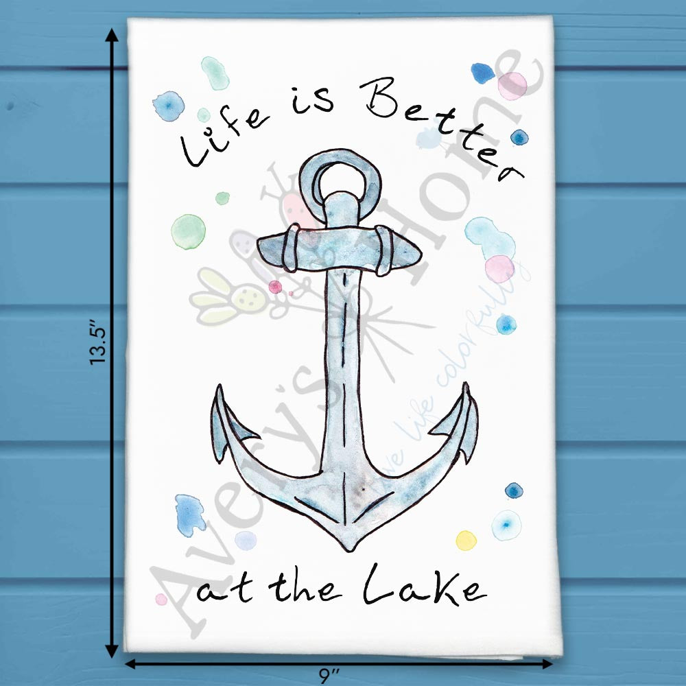 Life Is Better Lake Tea Towel – Relaxation Decor