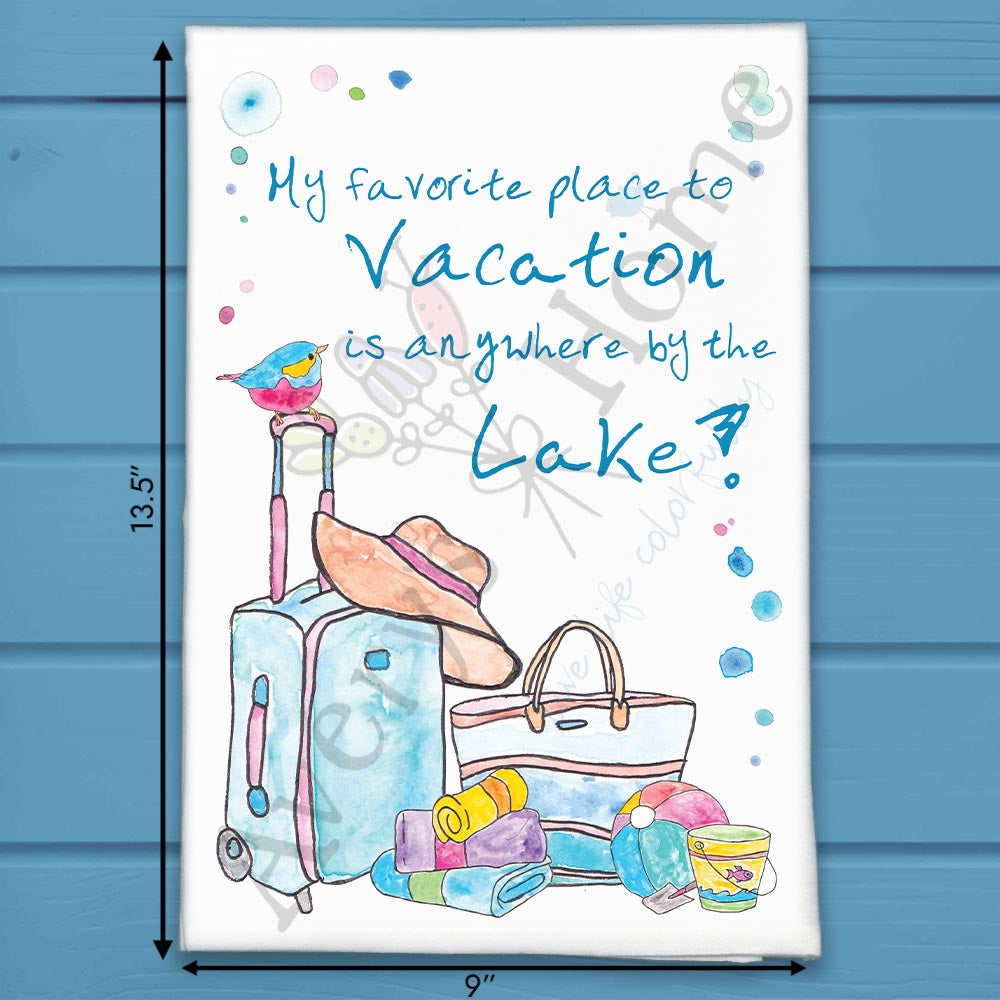 Summer Lake Vacation Tea Towel – Seasonal Travel Decor