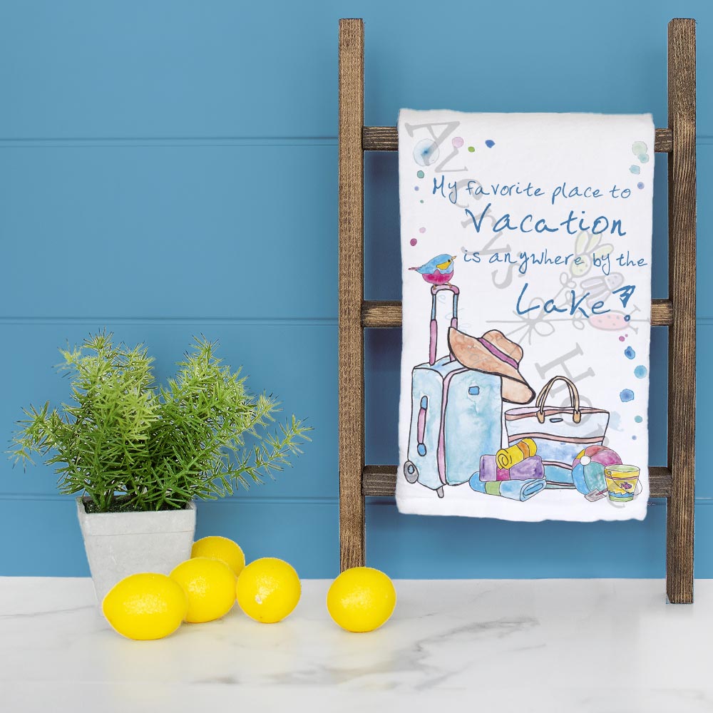Summer Lake Vacation Tea Towel – Seasonal Travel Decor