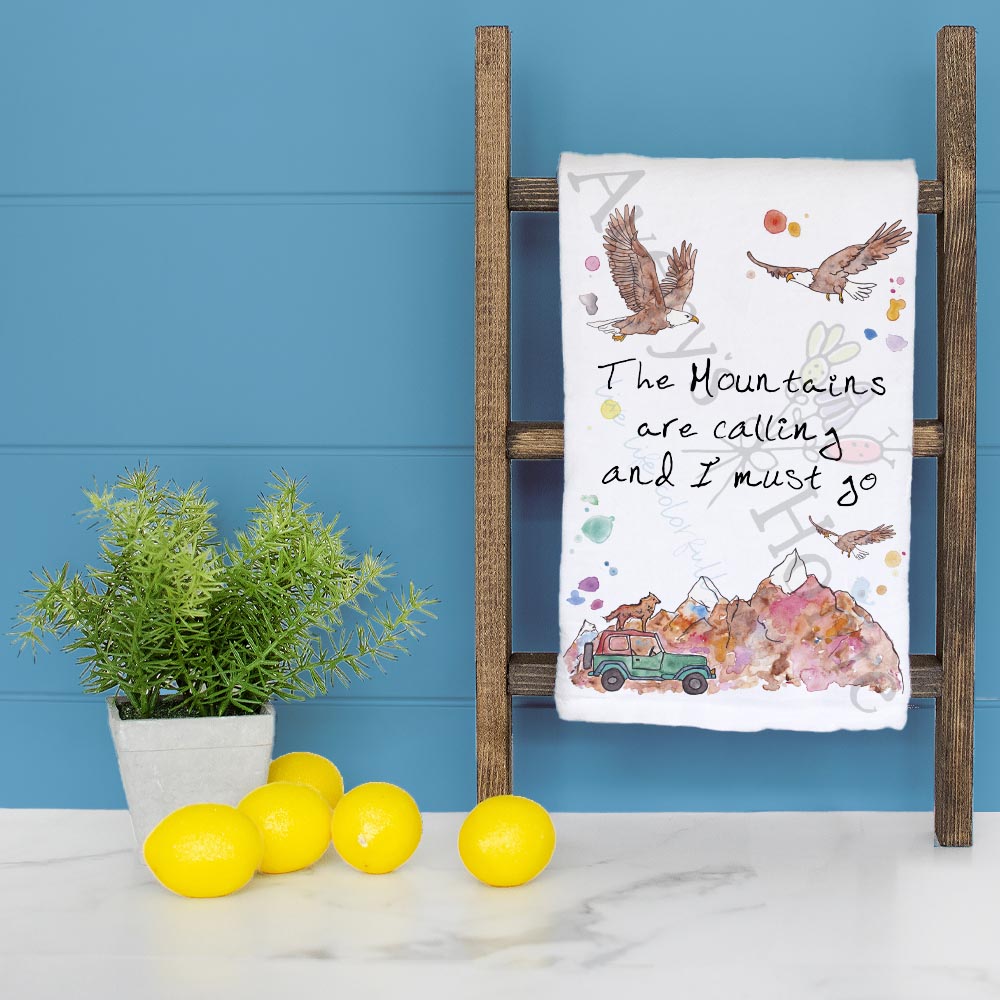 Jeep Dog Mountain Tea Towel – Adventure Lover Gift