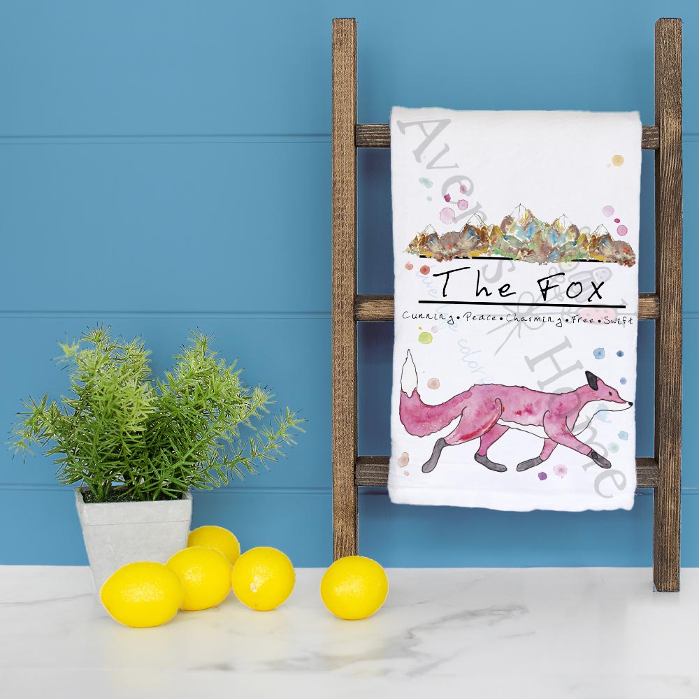 Mountain Fox Tea Towel – Rustic Wildlife Decor