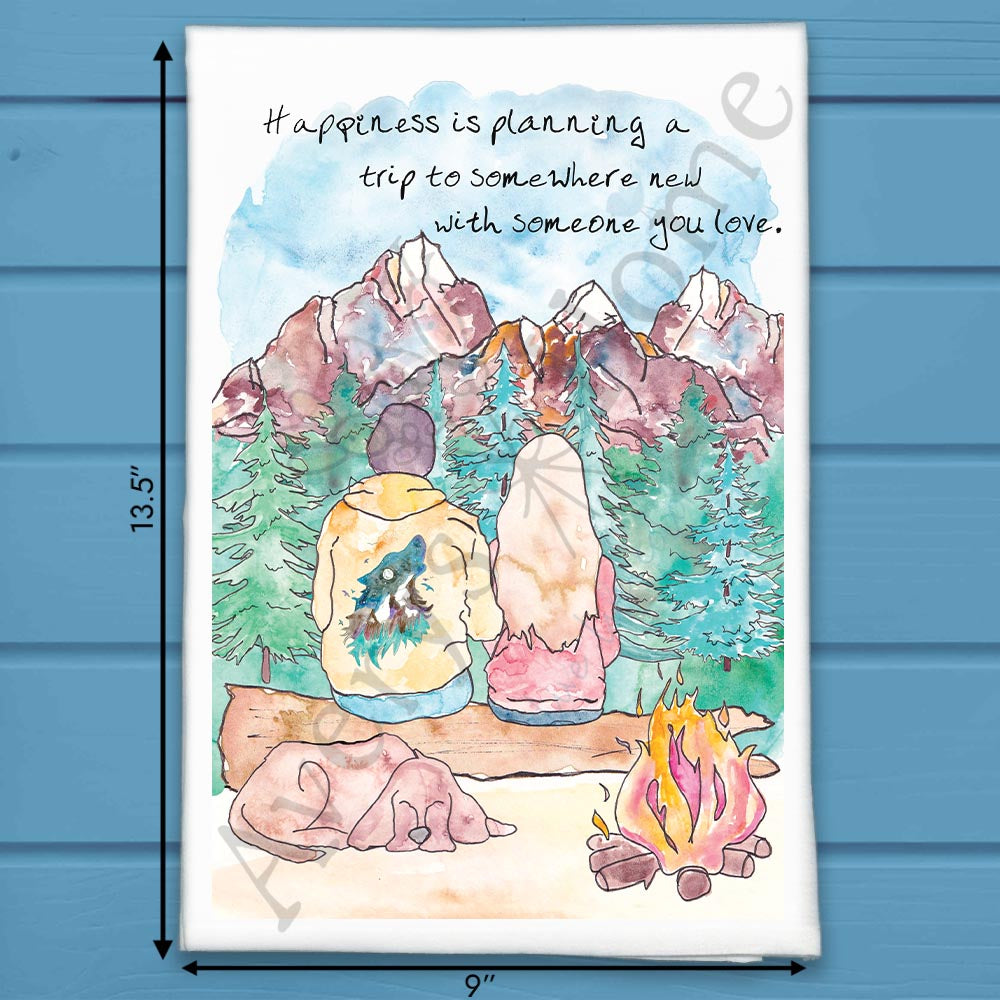 Happiness in the Mountains Tea Towel – Outdoor Joy Decor