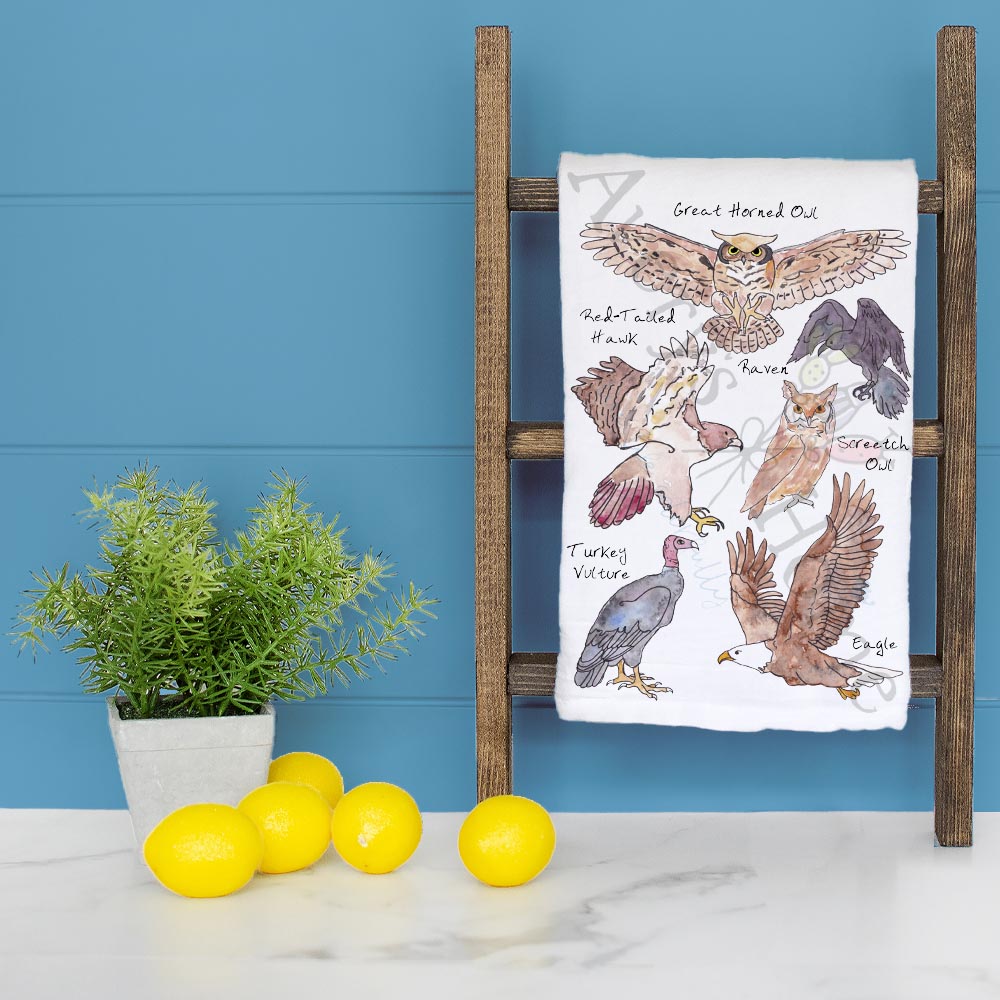 Birds of Prey Tea Towel – Raptor Enthusiast Decor