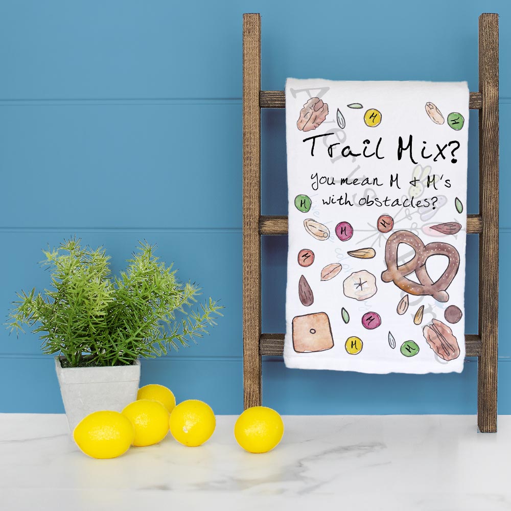 Trail Mix Ingredients Tea Towel – Camping Snack Humor