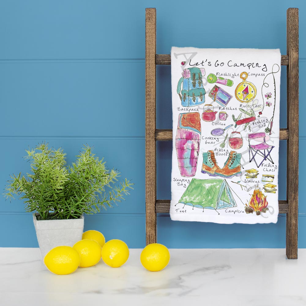Let’s Go Camping Tea Towel – Nature Explorer Decor