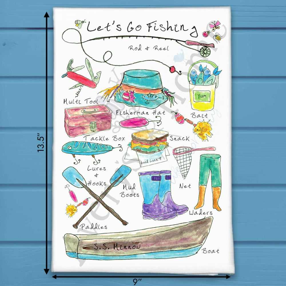 Let’s Go Fishing Tea Towel – Outdoor Lake Decor