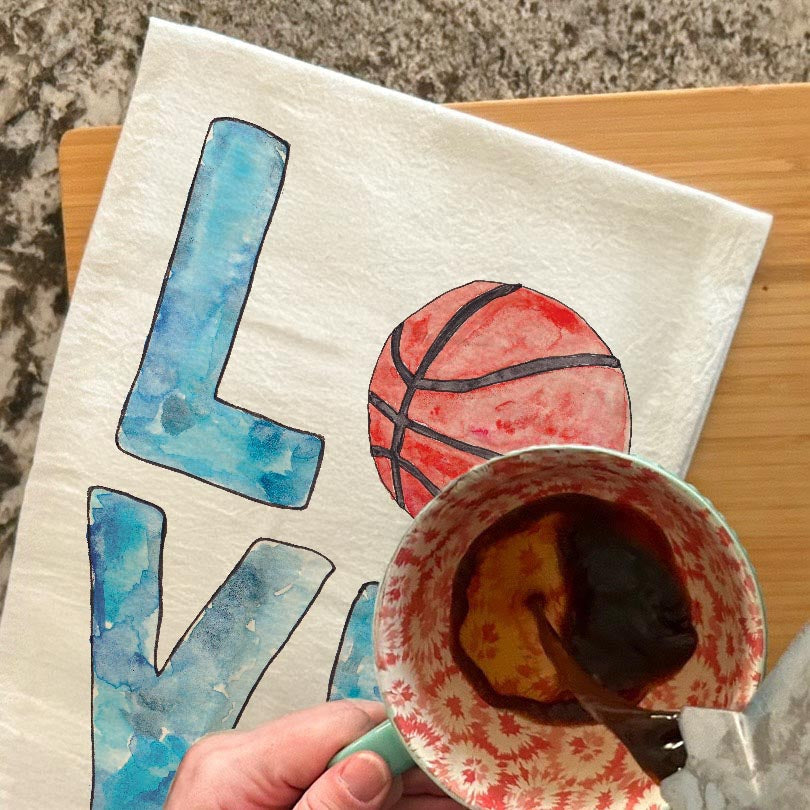 LOVE Basketball Tea Towel