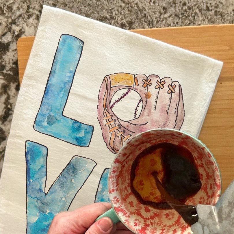 LOVE Baseball Tea Towel