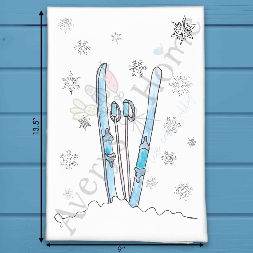 Skiing Snow Tea Towel – Cold Weather Gift