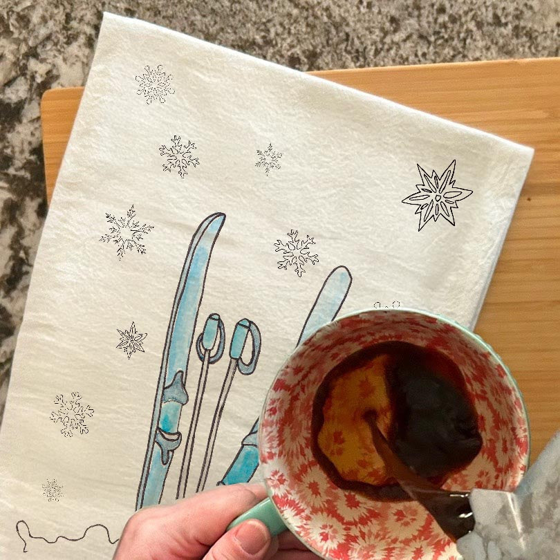Skiing Snow Tea Towel – Cold Weather Gift