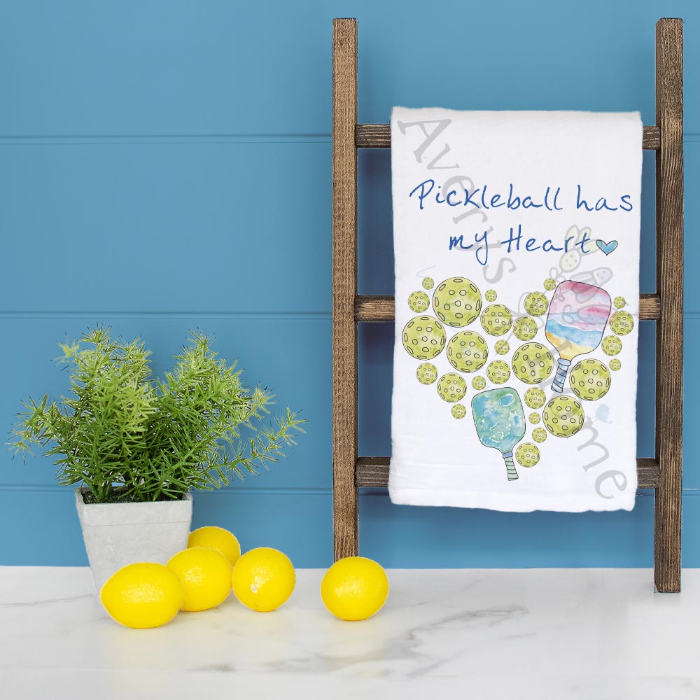 Pickleball Valentine Tea Towel – Sporty Heart Gift
