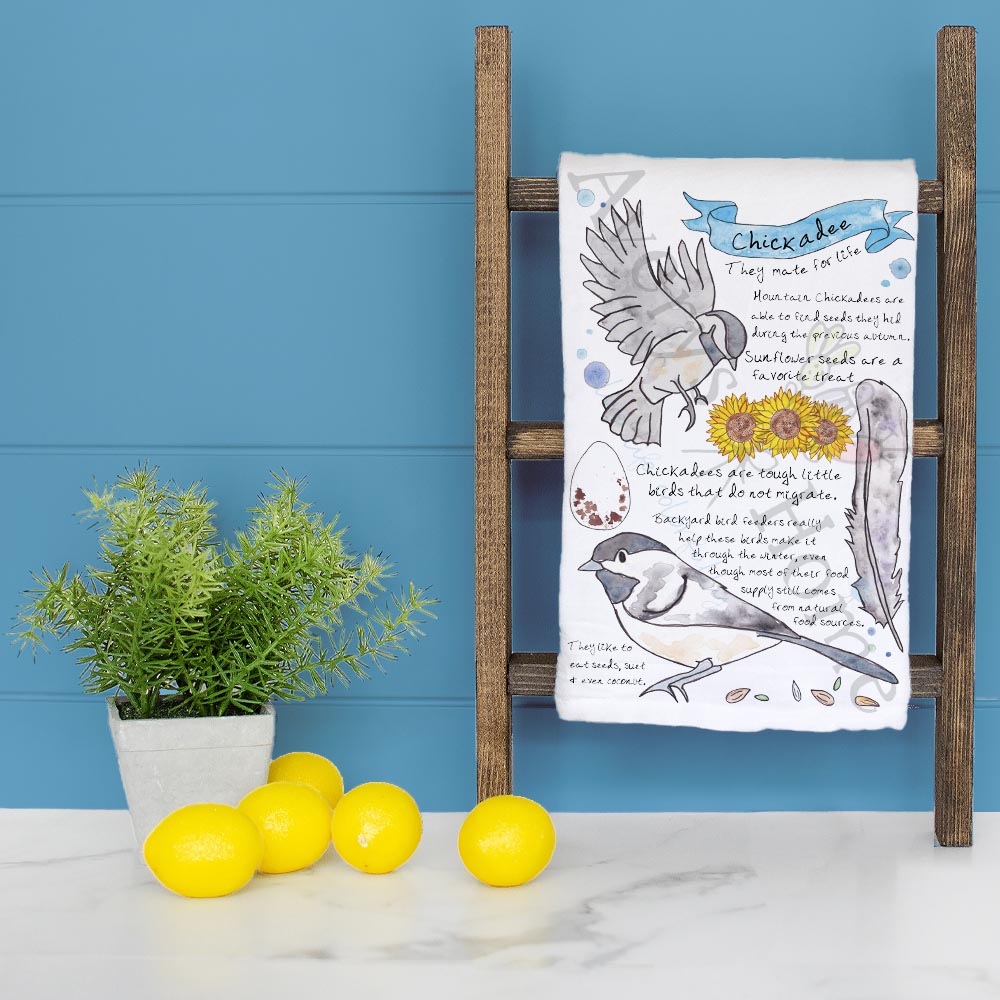 Chickadee Bird Facts Tea Towel – Whimsical Decor