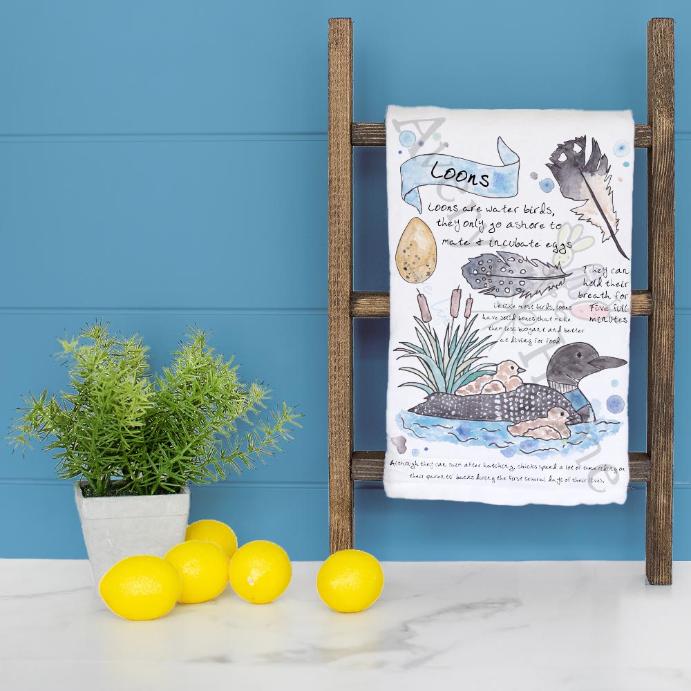 Common Loon Bird Facts Tea Towel – Lake Life Gift