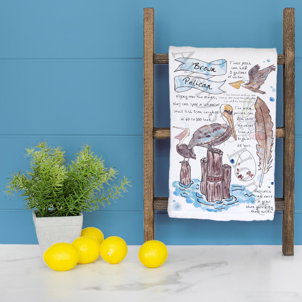 Pelican Bird Facts Tea Towel – Coastal Wildlife Decor