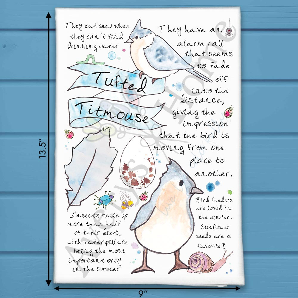 Tufted Titmouse Bird Facts Tea Towel – Garden Gift