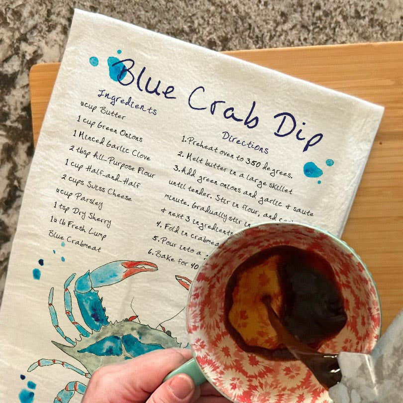 Blue Crab Dip Recipe Tea Towel – Creamy Ocean Flavor