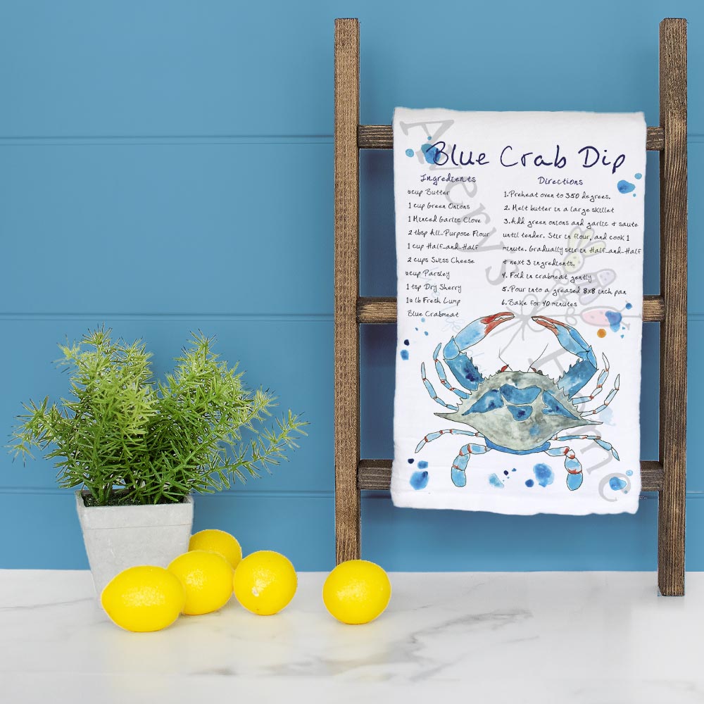 Blue Crab Dip Recipe Tea Towel – Creamy Ocean Flavor