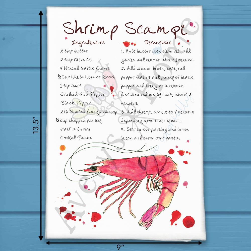 Shrimp Scampi Recipe Tea Towel – Garlic Lemon Dream