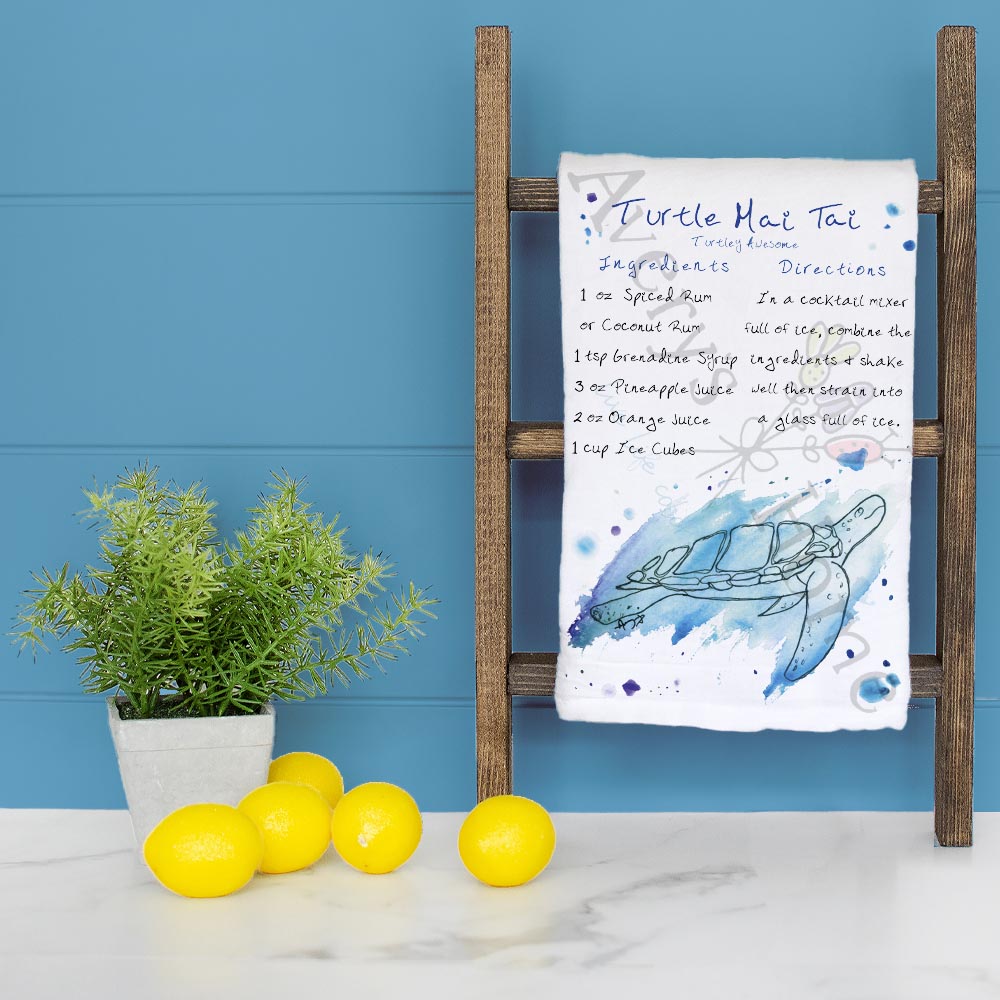 Turtle Mai Tai Recipe Tea Towel – Tropical Vibes