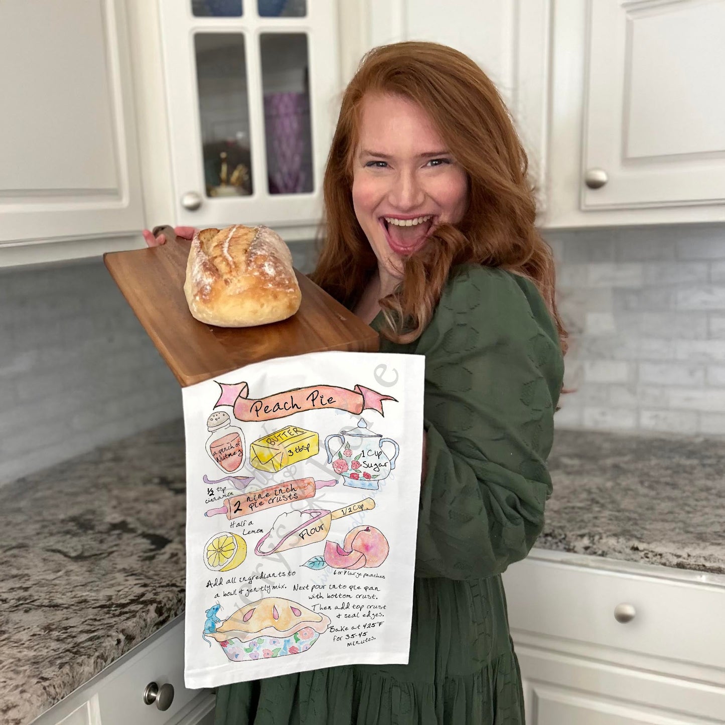 Peach Pie Recipe Tea Towel – Georgia’s Sweetest