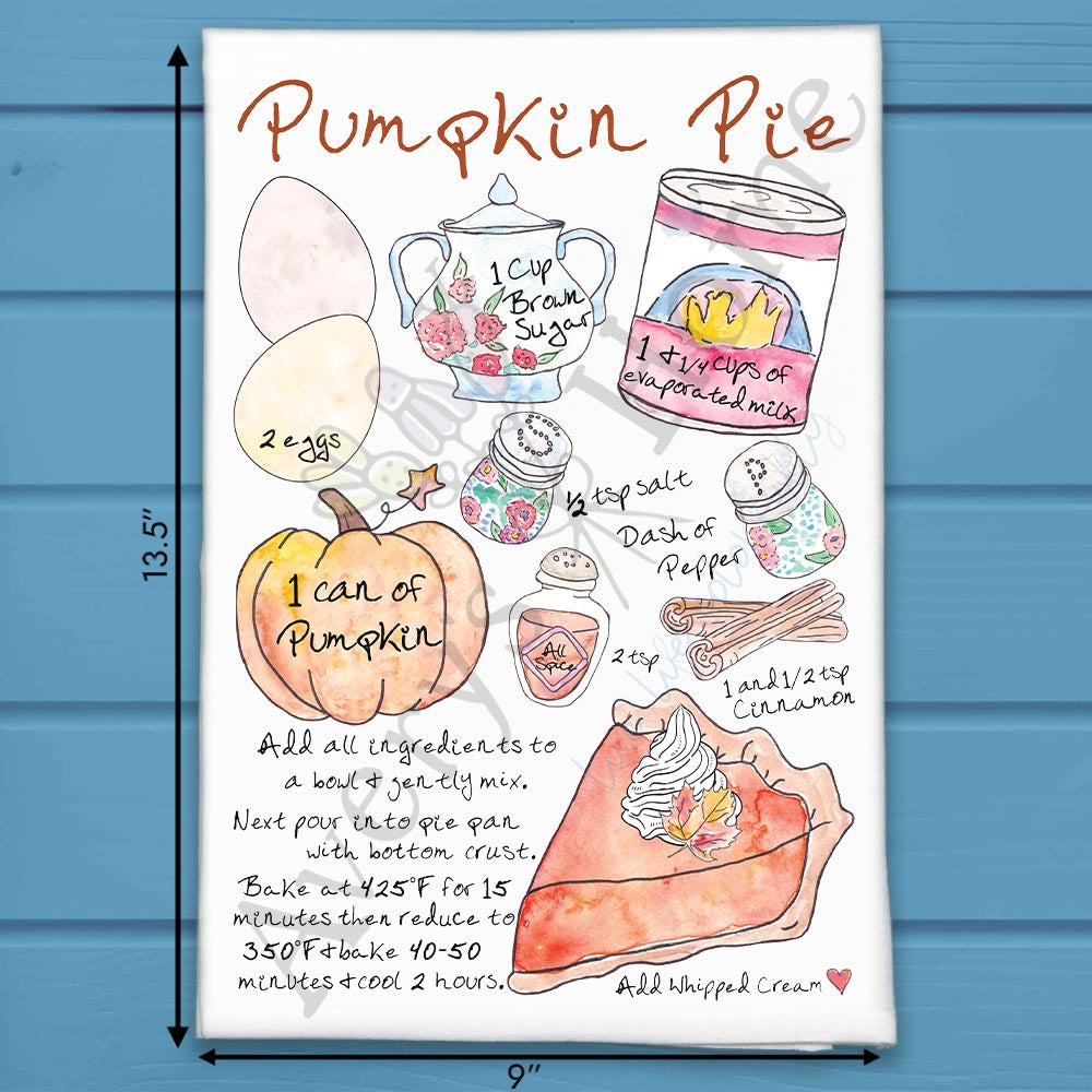 Pumpkin Pie Recipe Tea Towel – Spiced Fall Favorite
