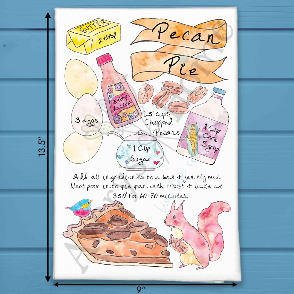 Pecan Pie Recipe Tea Towel – Southern Holiday Sweet