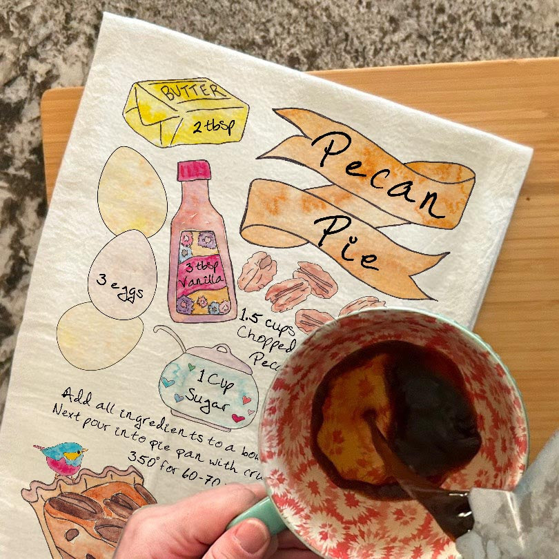 Pecan Pie Recipe Tea Towel – Southern Holiday Sweet