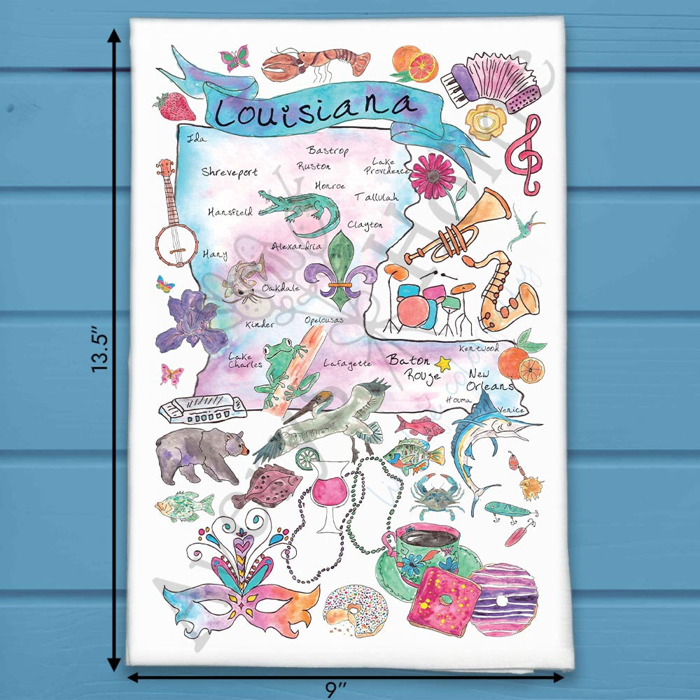 Louisiana Map Tea Towel – Culture, Cuisine & Jazz