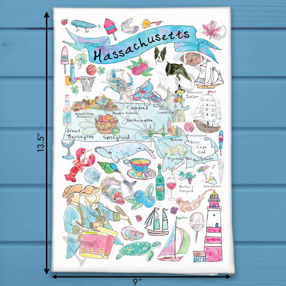 Massachusetts Map Tea Towel – From Boston to the Cape