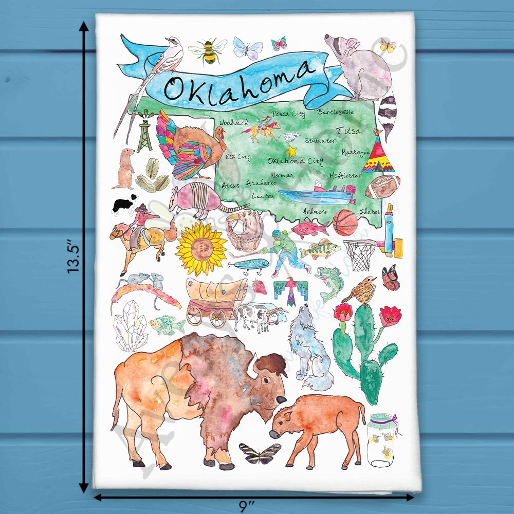 Oklahoma Map Tea Towel – Dust, Drive & Heartland