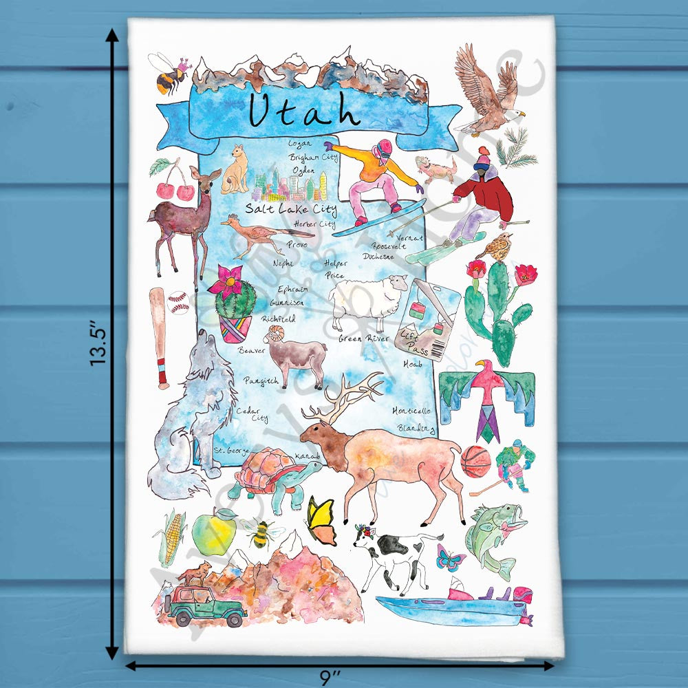 Utah Map Tea Towel – Red Rocks & Quiet Stars