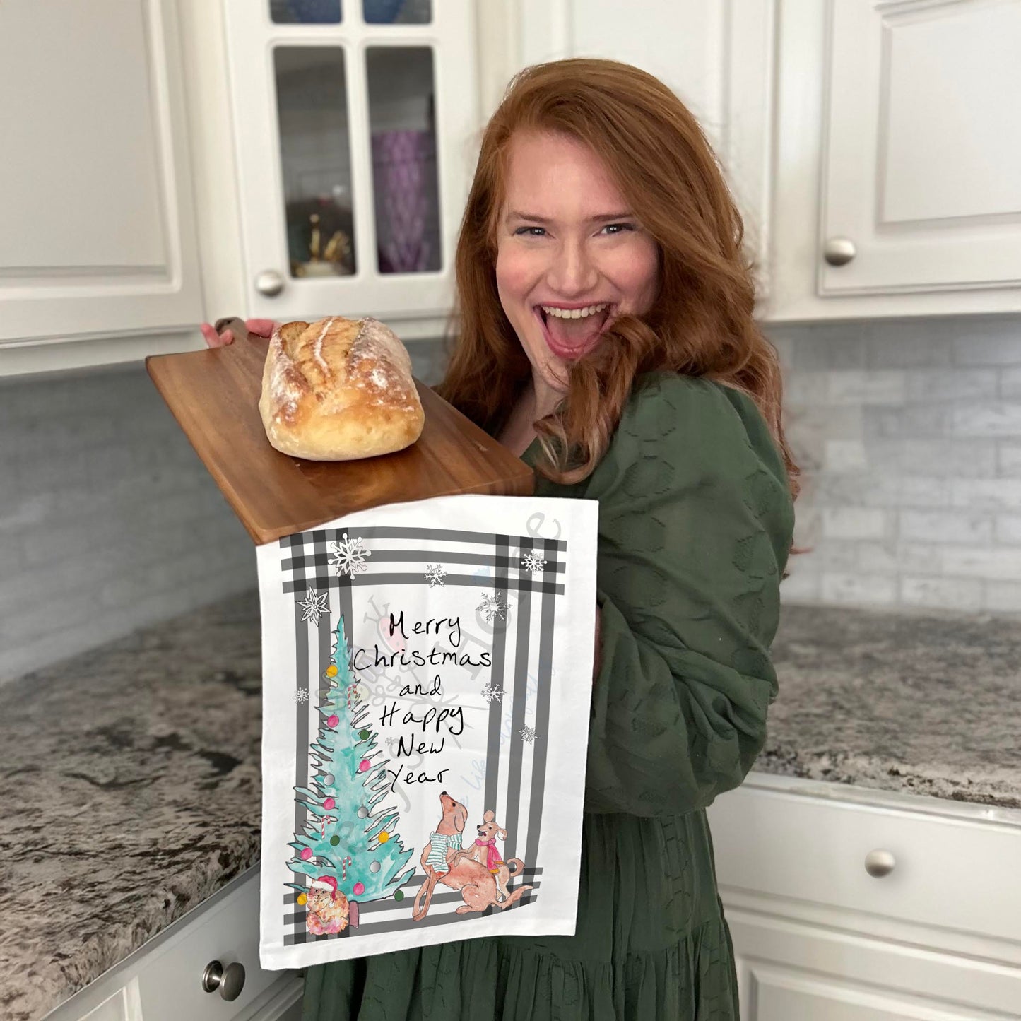 Wishing You a Merry Christmas Tea Towel – Joyful Message