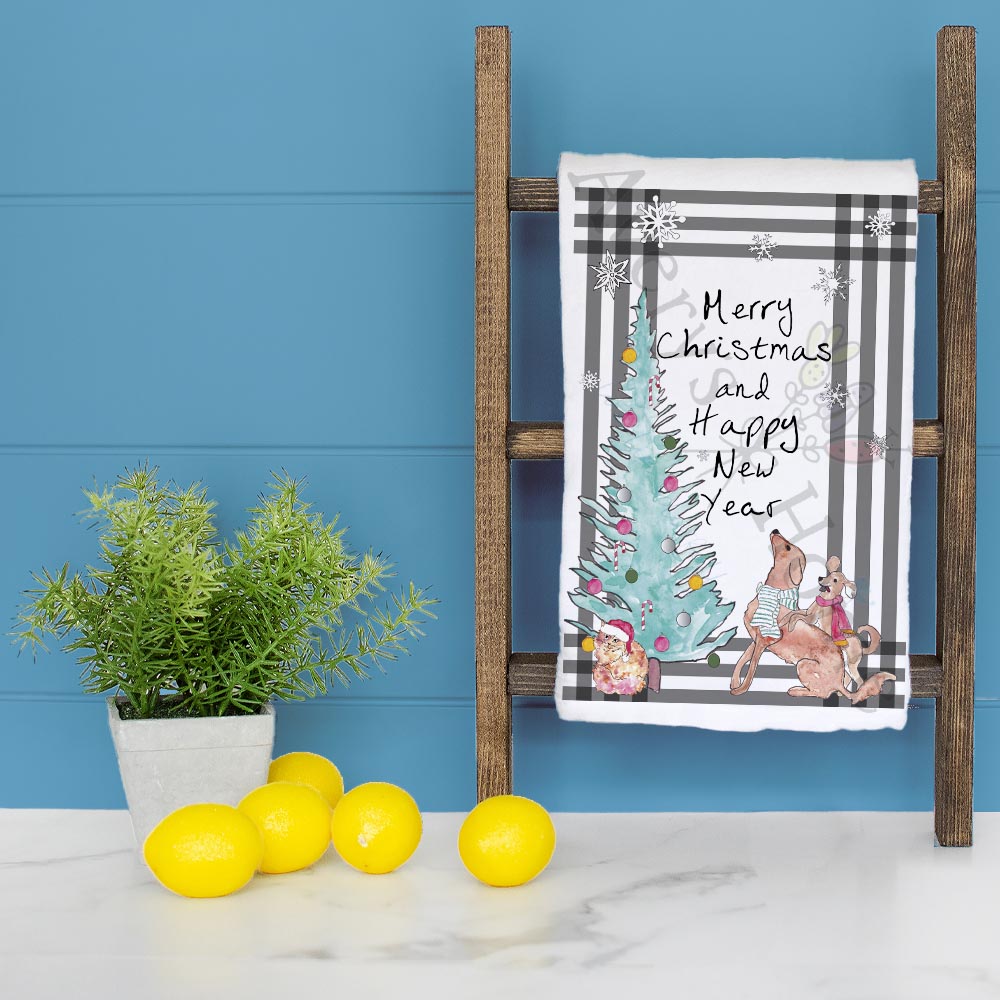 Wishing You a Merry Christmas Tea Towel – Joyful Message