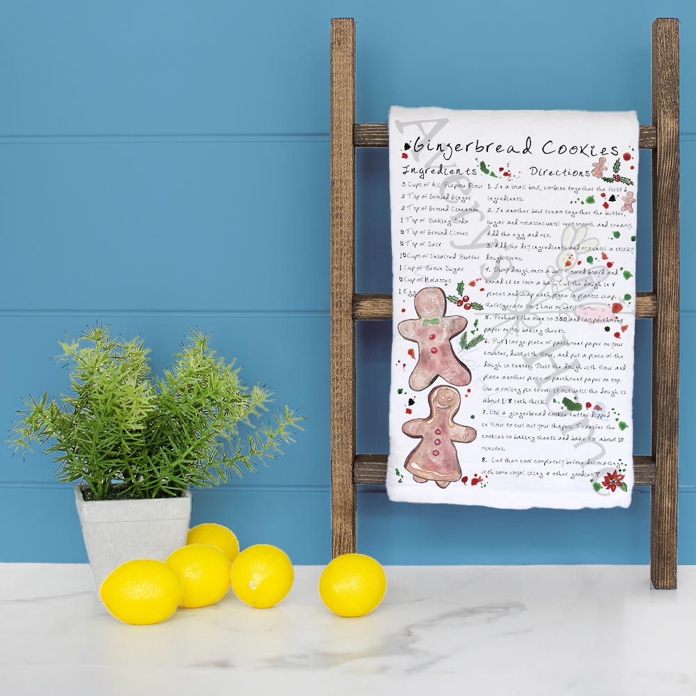 Gingerbread Cookie Recipe Tea Towel – Sweet Holiday Tradition