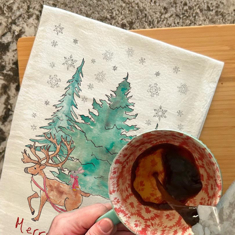 Merry & Bright Sleigh Ride Tea Towel – Festive Cheer