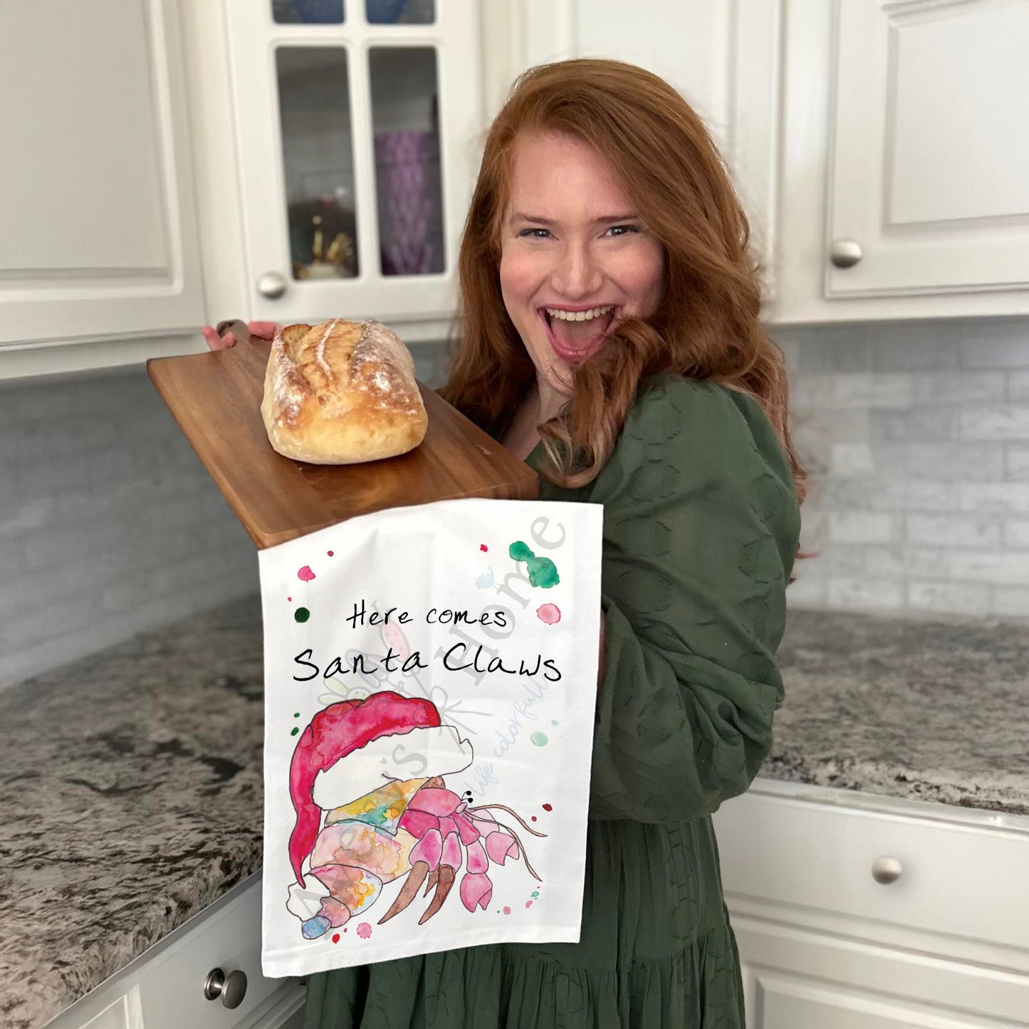 Santa Claws Tea Towel – Beachy Christmas Pun