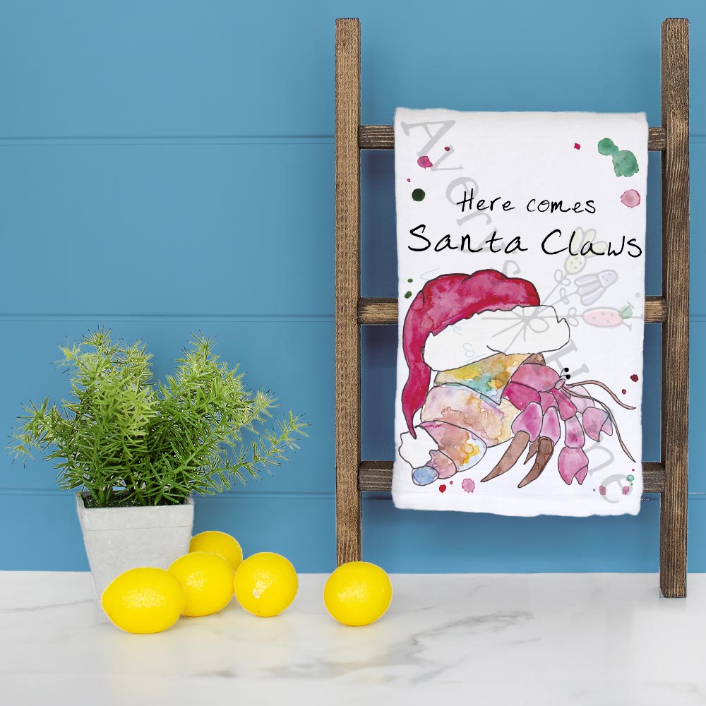 Santa Claws Tea Towel – Beachy Christmas Pun
