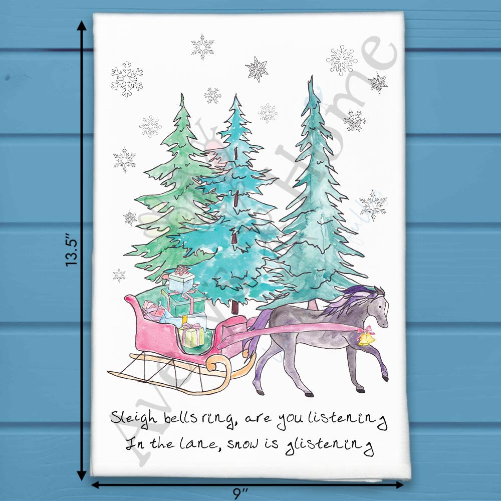 Horse & Sleigh Christmas Tea Towel – Country Holiday Vibe