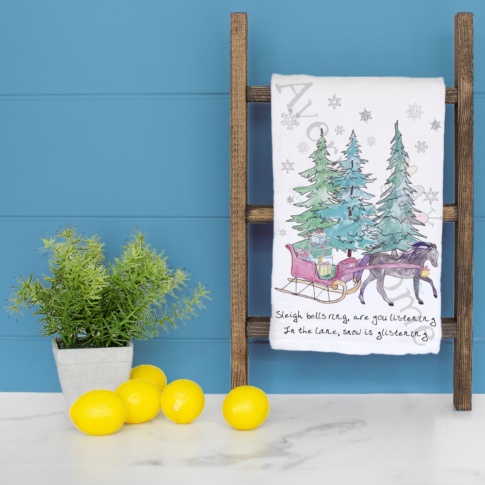 Horse & Sleigh Christmas Tea Towel – Country Holiday Vibe