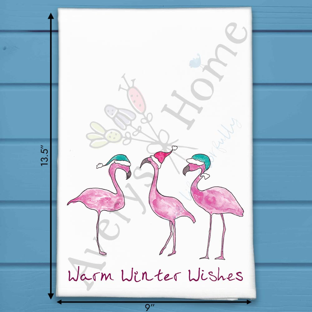 Flamingo's Warm Wishes Tea Towel – Holiday in the Tropics