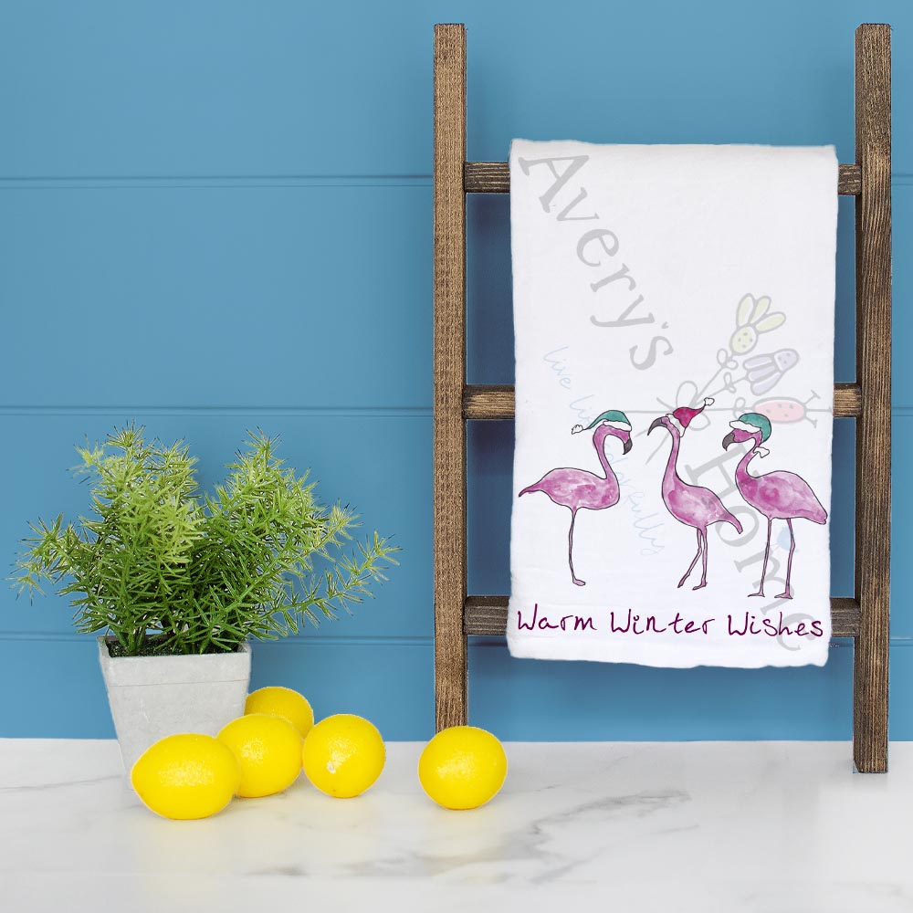 Flamingo's Warm Wishes Tea Towel – Holiday in the Tropics