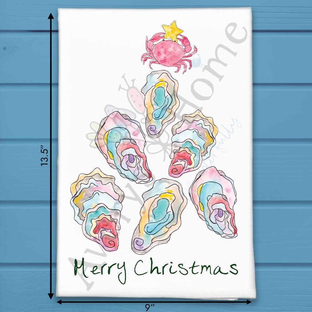 Oyster Christmas Tree Tea Towel – Briny & Bright