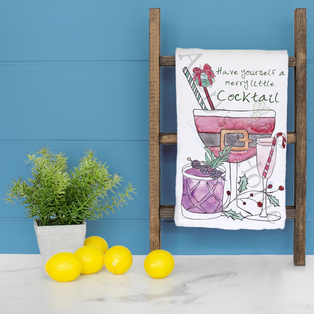 Have Yourself a Cocktail Christmas Tea Towel