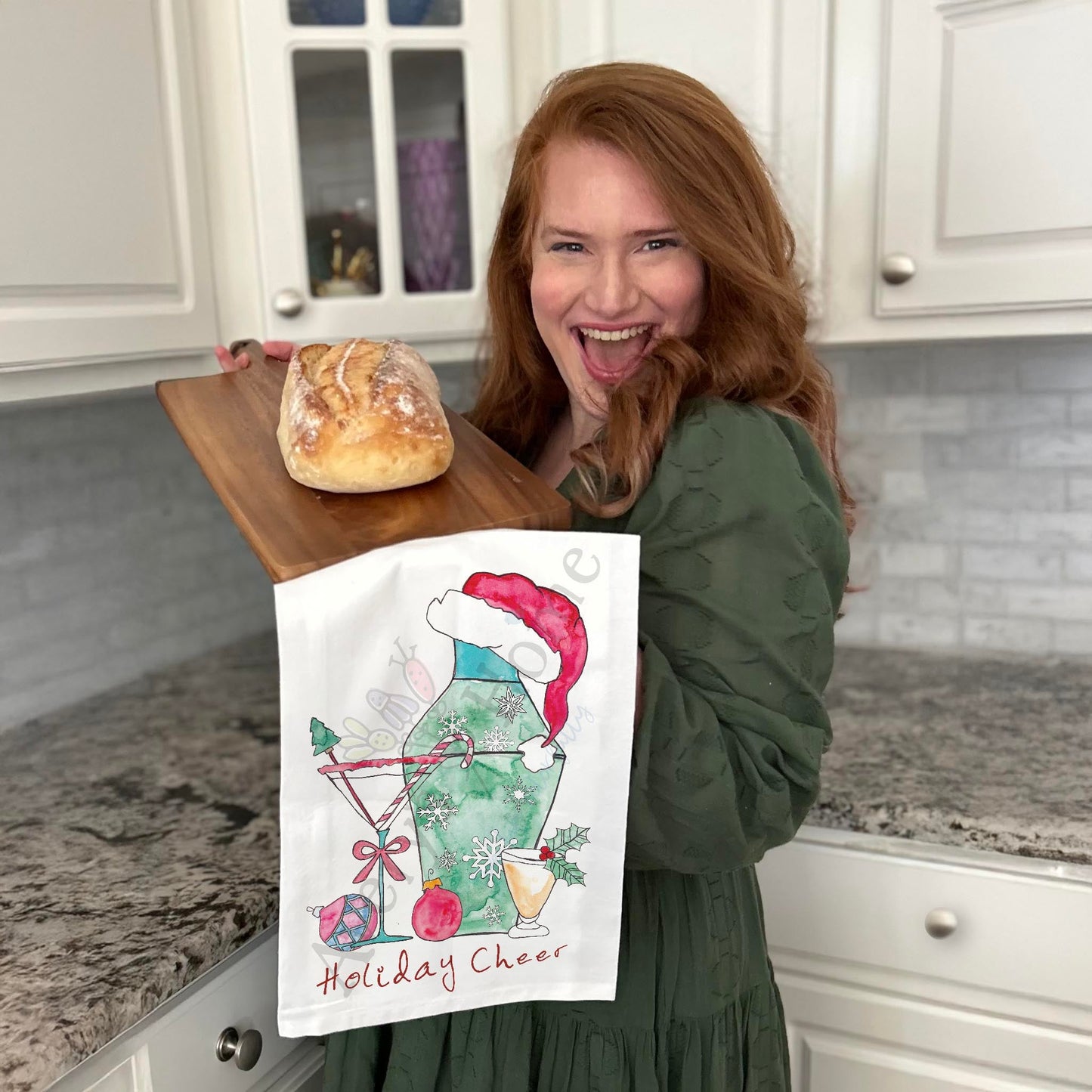 Holiday Cheer & Cocktails Tea Towel – Christmas Toast